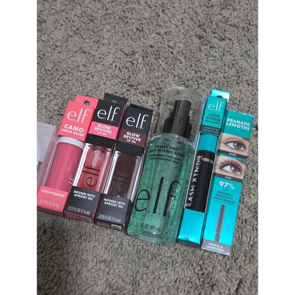 e.l.f. Cosmetics Face Makeup Bundle Setting Powder, Spray, Lips, Cheeks, Mascara - Picture 3 of 4